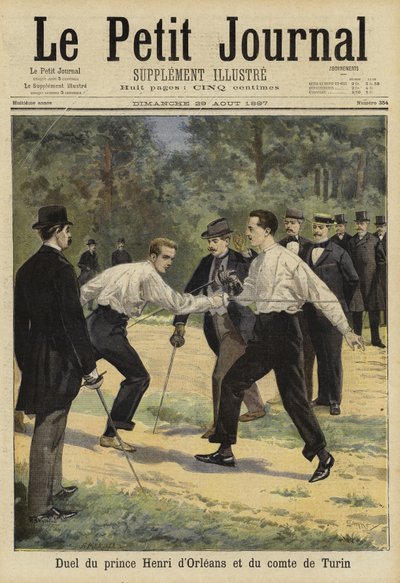 Henrik orléans-i herceg és a torinói gróf párbaja, Vaucresson, Franciaország, 1897 alkotó: French School