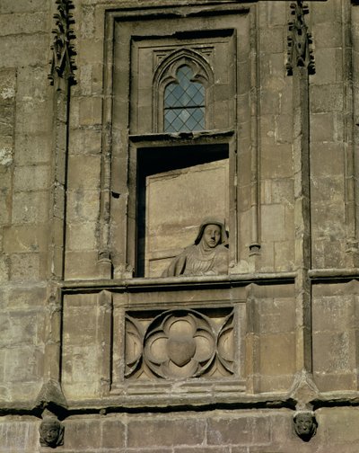 Dupla ablak a bejárati homlokzaton egy kinéző nő alakjával, valószínűleg Jacques Coeur felesége, 1443-51 alkotó: French School