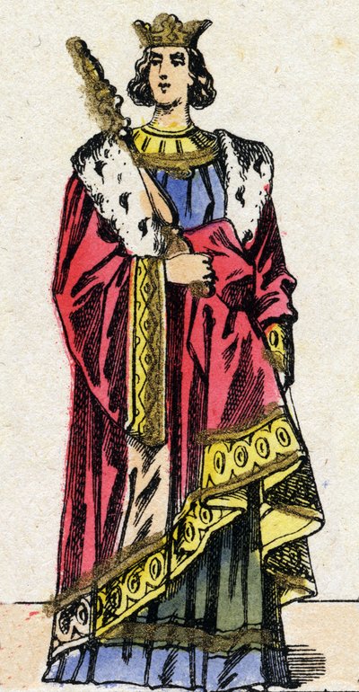 A Capetians-dinasztia: X. Lajos portréja, akit Hutinnak hívnak (1289-1316), a frankok királyát 1314-től 1316-ig. Epinális képalkotás a 19. század végéről. Magángyűjtemény. alkotó: French School