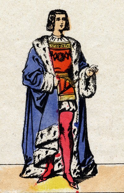 Valois-dinasztia: XII. Lajos (1462-1515) francia király portréja, 1498-tól 1515-ig. Epinális képalkotás a 19. század végéről. Magángyűjtemény. alkotó: French School