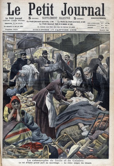 Földrengés Szicíliában, Calabria 1909 "Le Petit Journal" 1909. január (metszet) alkotó: French School