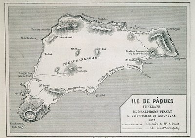 Húsvét-sziget (Rapa Nui): az útvonalat Mr. Pinart alkotó: French School