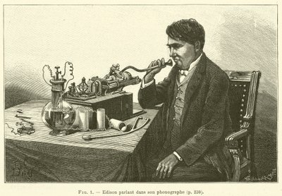 Edison a fonográfjába beszél (metszet) alkotó: French School