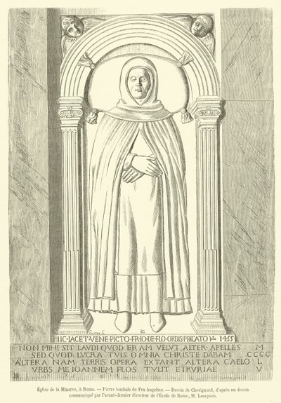 La Minerva templom, Róma, Fra Angelico sírköve (metszet) alkotó: French School