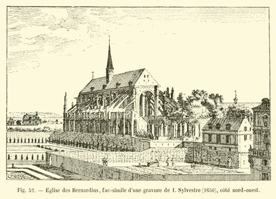 Bernardinok temploma, I. Sylvestre metszetének fakszimile, 1650, északnyugati part alkotó: French School