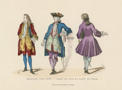 Elegáns francia férfidivat, c1729 alkotó: French School