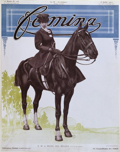 Erzsébet (1876-1965) A belgák királynője, a Femina Magazine címlapjáról, 1910. július 15. alkotó: French School