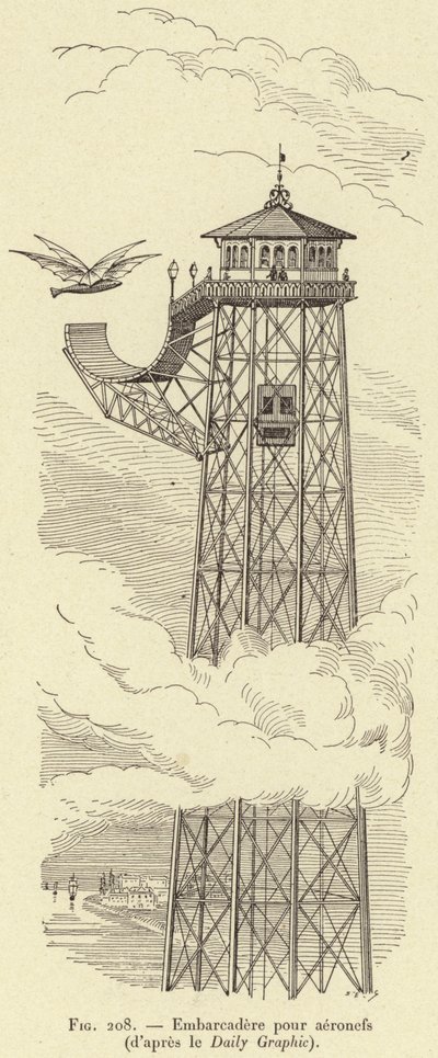Dokk repülőgépekhez (a Daily Graphic-ból) (metszet) alkotó: French School