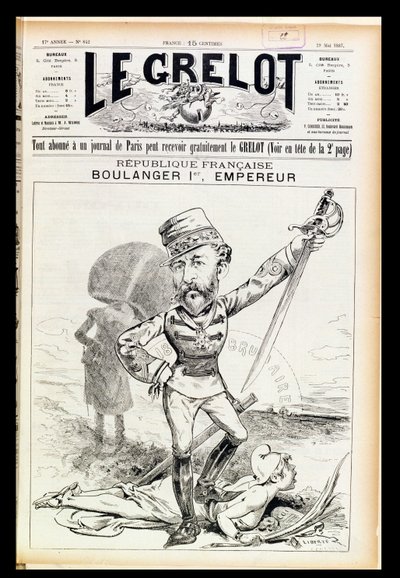 Boulanger első császár, karikatúra a Le Grelot címlapjáról, 1887. május 29. alkotó: French School