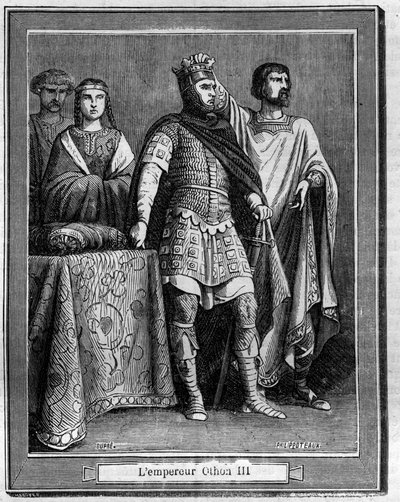 III. Othon császár (980-1002), a német római császár metszete Maurice Lachatre „A pápa-király-királynő és császárok története évszázadokon keresztül” című könyvében alkotó: French School