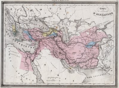 Nagy Sándor birodalma és expedíciója – Vuillemin „Az ókori és modern földrajz egyetemes atlasza a bentlakásos iskolák használatához” táblájából – kb. 1845 alkotó: French School