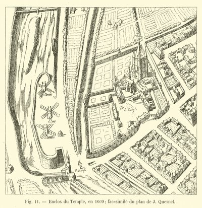 Templom zárása, 1609-ben; J Quesnel tervének fakszimile alkotó: French School