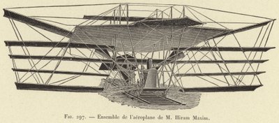 M Hiram Maxim repülőgépének készlete (metszet) alkotó: French School