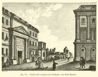A feuillants házának bejárata, a rue Saint-Honore alkotó: French School