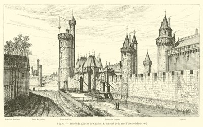 V. Károly Louvre-jának bejárata a rue dHosteriche felől, 1380 alkotó: French School