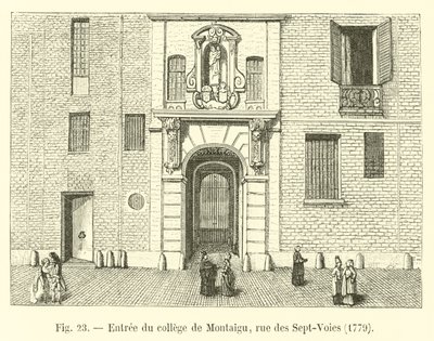 Bejárat a Montaigu főiskolába, rue des Sept-Voies, 1779 alkotó: French School