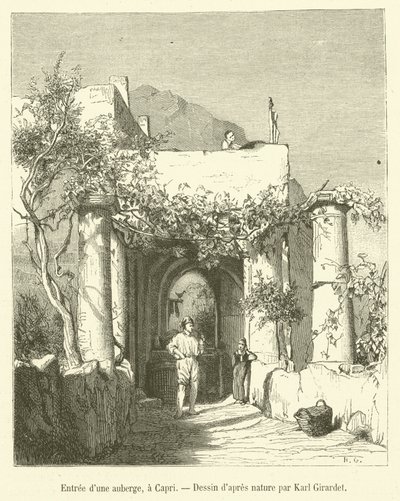 Bejárat egy fogadóba, Capriban (metszet) alkotó: French School