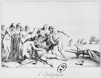 Epilepsziás roham az utcán, 1800 körül alkotó: French School