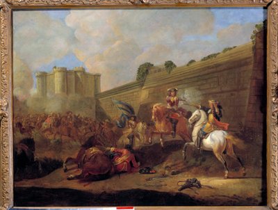 Episode de la Fronde 1648-1652-ben: két lovas harca, faubourg Saint Antoine a Bastille-ellenkő falai alatt A francia iskola festménye. 17. század. Nap 0,5x0,72 m alkotó: French School