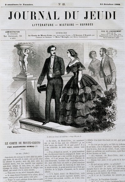 A Monte Cristo grófja (Monte Cristo) című regénysorozat epizódja – a „” Le Journal du Jeudi”-ban, 1860.10.14. alkotó: French School