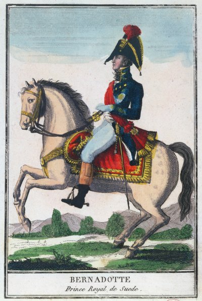 Charles Jean Baptiste Bernadotte (1763-1844) lovas portréja, 19. század eleje (színes metszet) alkotó: French School