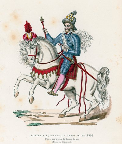 Henrik francia király lovas portréja 1596-ban alkotó: French School