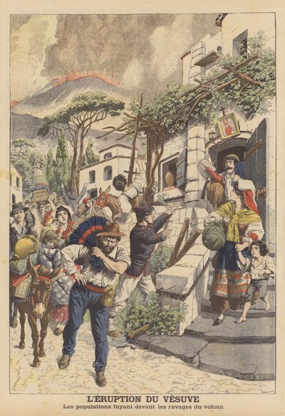 A Vezúv kitörése (színes litográfia) alkotó: French School