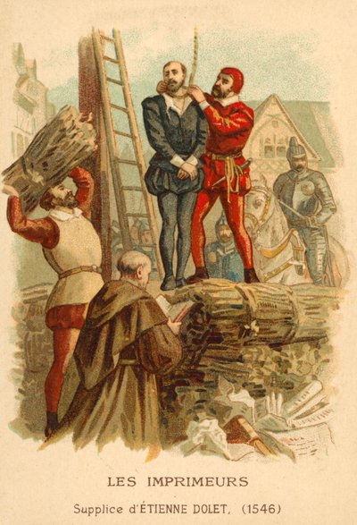 Etienne Dolet francia tudós, fordító és nyomdász kivégzése, Párizs, 1546 alkotó: French School