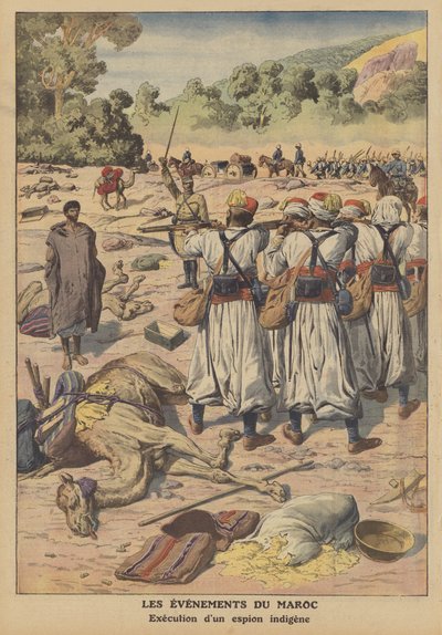 Egy bennszülött kém kivégzése Marokkóban (színes litográfia) alkotó: French School