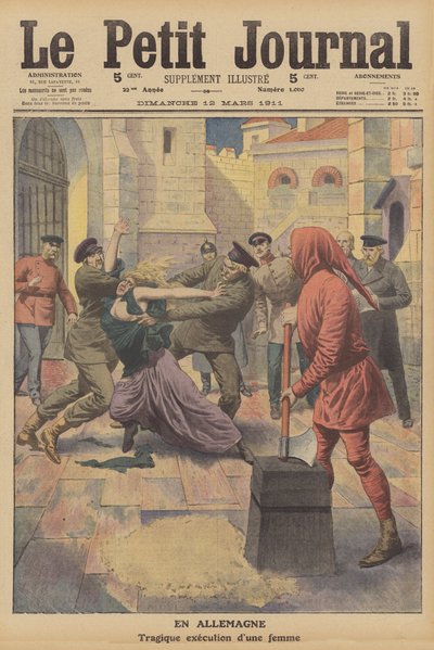 Egy nő kivégzése az insterburgi börtönben, Németország (színes litográfia) alkotó: French School