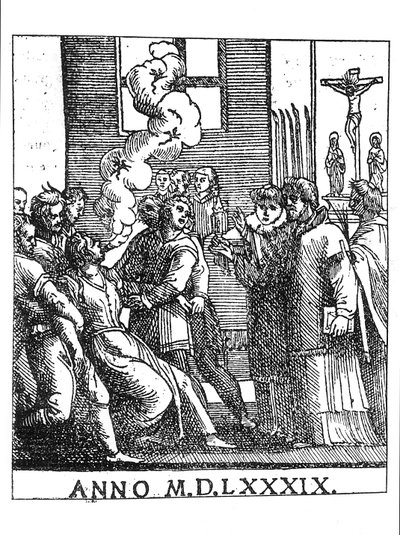 Ördögűző jelenet 1589-ben alkotó: French School