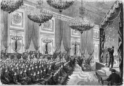 Henri Robin (kb. 1803-1874) fizikai kísérletei a párizsi líceusok legjobb növendékeinek tiszteletére, a császári herceg által a Tuileries-palotában, 1865. január 27-én ajánlott előadás. Jelen van: a császári herceg, N fia. alkotó: French School
