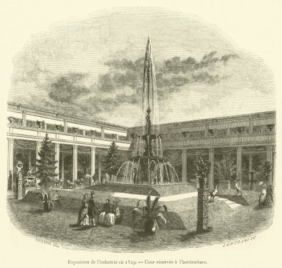 Ipari kiállítás 1849-ben, kertészetnek fenntartott udvar (metszet) alkotó: French School