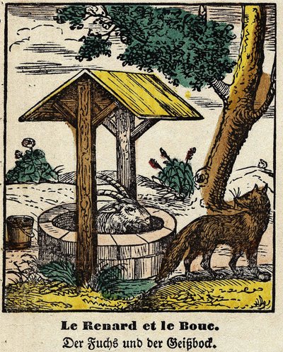 Fables de La Fontaine: a róka és a jó. Epinal képe, 19. század első fele alkotó: French School