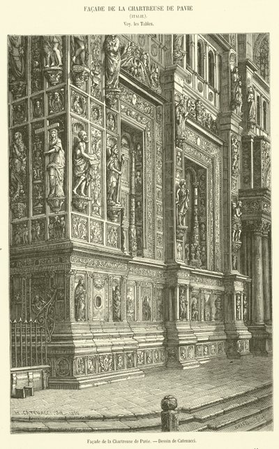 Pavia Charterhouse homlokzata (metszet) alkotó: French School