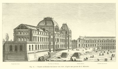 A Louvre nyugati homlokzata 1650 körül, I. Sylvestre metszete nyomán alkotó: French School