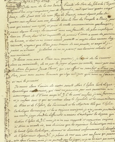 XVI. Lajos francia végrendeletének fakszimile alkotó: French School