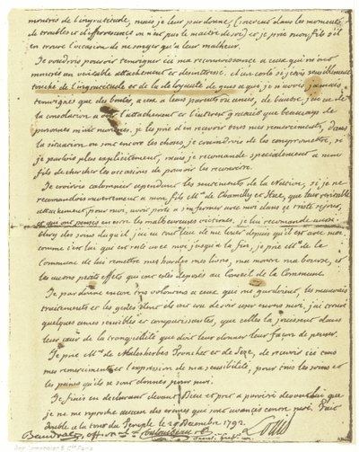 XVI. Lajos francia végrendeletének fakszimile alkotó: French School