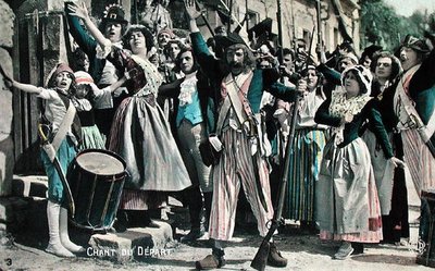 Búcsúdal (részlet egy némafilmből), képeslap az 1920-as évek elejéről (színes litográfia) alkotó: French School