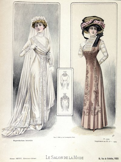 Divatbemutató, 1909. 03. 20.: menyasszonyi ruha. alkotó: French School