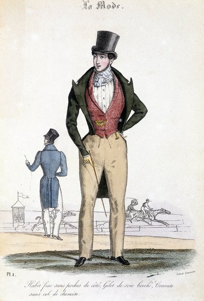 Férfias divat 1829-ben - a "Les Modes"-ben alkotó: French School