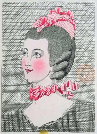 A LArt de la Coiffure de Dames divattányérja, Sieur Legros, 1767-ben Párizsban adták ki alkotó: French School