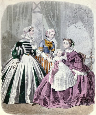 Divattányér a Le Monde Elegant 1859-től (színes gravírozás) alkotó: French School