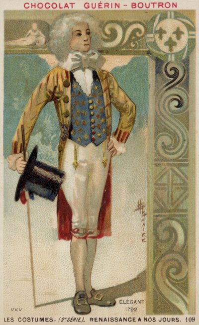 Divatos öltözetű férfi, 1792 alkotó: French School