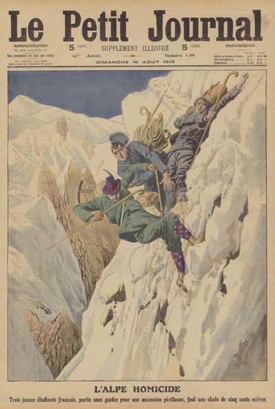Halálos hegymászóbaleset a svájci Alpokban (színes litho) alkotó: French School