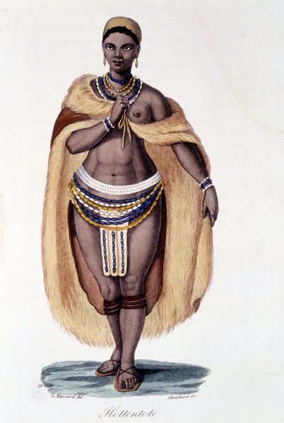 Femme Hottentote (Venus Hottentote) in traditional costume - in “” Bibliotheque universelle des voyages”” by Albert Montémont, ed. Armand Aubrée alkotó: French School