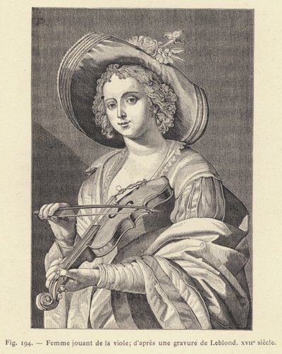 Hegedűző nő, Leblond metszete, 17. század (metszet) alkotó: French School