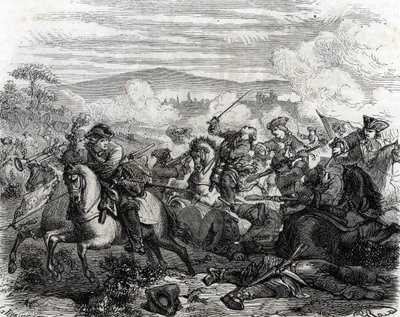 Ferdinand de Marsin halálosan megsebesült az 1706-os torinói csatában (metszet) alkotó: French School