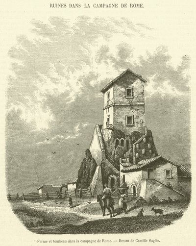 Farm és sír Róma vidékén (metszet) alkotó: French School
