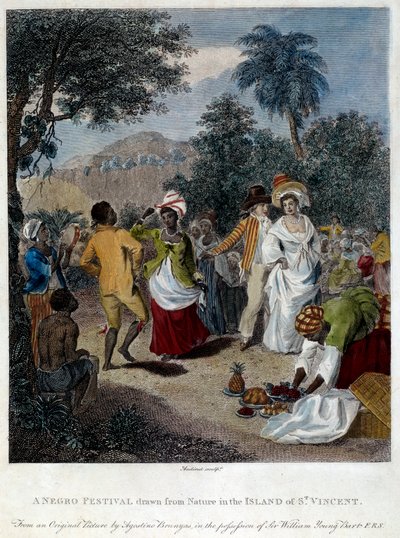 Fete negre Saint Vincent szigetén (Közép-Amerika, Antillák). századi metszet. Chartres, Szépművészeti Múzeum alkotó: French School